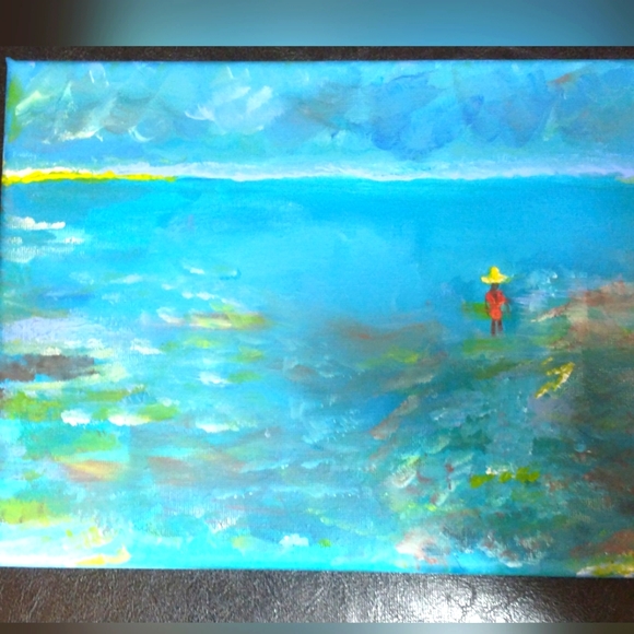 Other - Original Painting - Lovely Blues, Acrylic Painting, Designs By Sandy 8x10